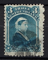 1868-94 3c Newfoundland, Canada (Sc. 34, Canceled, CV $80)