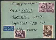 1947 (10 Jul) Republic of Poland, Cover from Gliwice to Lens, Pas-de-Calais, France, Airmail