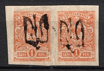 1918 1k Podolia Type 20 (IXaa), Ukrainian Tridents, Ukraine (Bulat 1713, CV $300, Pair, MNH)