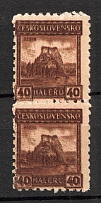 1926-27 Czechoslovakia 40 H Pair (Probe, Proof, Double Print, MNH)