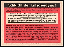 1942 NSDAP Nazi Rare Propaganda, 'Battle of Decision!', Slogan of The Week, Germany