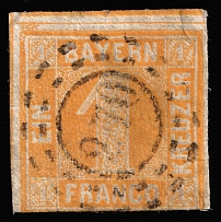 1862 1k Bavaria, German States, Germany (Mi 8I, Canceled, CV $35)