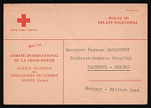1948 (7 Oct.) International Committee of the Red Cross Central Agency for Polish Prisoners of War Geneva (Switzerland), Postcard to Hanover (Germany)