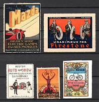 Autoshow, Bike Week, Germany, USA, France, Stock of Cinderellas, Non-Postal Stamps, Labels, Advertising, Charity, Propaganda