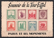 Paris and Its Monuments, France, Stock of Cinderellas, Non-Postal Stamps, Labels, Advertising, Charity, Propaganda, Postcard