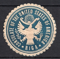 Riga Latvia Consulate of the United States Mail Seal Label