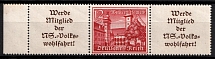 1939 12pf Third Reich, Germany, Se-tenant, Zusammendrucke (Mi. W 143, Margin, CV $50, MNH)