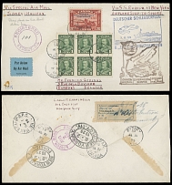 Worldwide Air Post Stamps and Postal History - Canada - Catapult Flight - 1935 (July 31 - August 2), S.S. Europa Flight registered cover from Sydney-Halifax to NYC, franked by seven stamps, ''Europa'' Southampton in blue and …