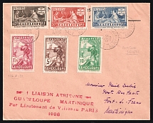 1936 Guadeloupe, French Colonies, First Flight, Airmail cover, Guadeloupe - Martinique