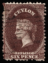 1862 6p Ceylon, British Colonies (SG 41a, Canceled, CV $45)