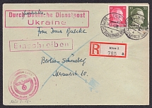 1943 Ukraine, WWII Germany Occupation, Official Mail, Registered Cover, Berlin - Kiev