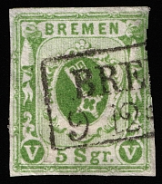 1861 5g Bremen, German States, Germany (Mi 4b, Canceled, CV $560)