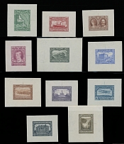 British North America - Newfoundland - 1931, 3rd Labrador Publicity issue, die proofs of 1c-30c in issued colors, complete set of 11 printed on watermarked paper, vertical proofs have size 33-44x39-46mm, horizontal - …