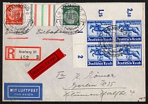1940 Third Reich, Germany, Registered Cover Hamburg - Berlin, Express Mail, Airmail (Mi. 746, Kz. 29.2, CV $170, Special Cancellation)