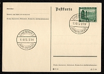1937 Scott B96 tied to post card with favor cancel commemorating the Chemnitz