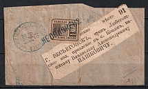 1884 Vesegonsk Zemstvo 0.5k Complete Parcel Ring for Delivery of the Newspaper 'New Time' (Schmidt #12, Canceled)