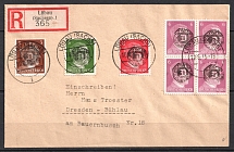 1945 Lobau, Local Post, Germany, Registered Cover, Lobau - Dresden (Mi. 4-10, Signed, CV $200+)