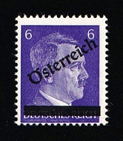 1945 VIENNA Local Issue 6pf, Austria, Overprint on Hitler's head (Mi. 661, MNH)