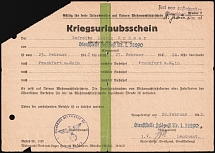 1942 (22 Feb) Third Reich, Germany, Leave Certificate for Military Personnel, Field Post Feldpost (Blue Handstamp, Used)