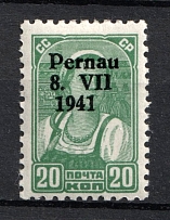 1941 20k Parnu Pernau, German Occupation of Estonia, Germany (Mi. 8 I, Signed, CV $100)