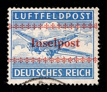 1944 Island Crete, Reich Military Mail Fieldpost Feldpost INSELPOST, Germany (Mi. 7 A, Certificate, Used, Signed,  CV $420)