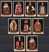 1910s Germany ROSSICA Russian traditional women's dress poster stamps vignettes labels (9)