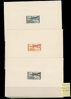 Worldwide Air Post Stamps and Postal History - French Colonies - Equatorial Africa - EPREUVES DE LUXE SELECTION: 1941-57, 13 items, representing 6 Ministerial and 7 Artists' die proofs, including three high values of the Trimotor …