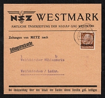 1940 Lorraine, German Occupation, Germany, Newspaper Wrapper of German Newspapers