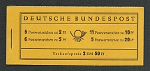 1955 Booklet with stamps of German Federal Republic, Germany in Excellent Condition (Mi. 2 d, 5 x Mi. 185, 11 x Mi.183, 6 x Mi. 179, 5 x 177, CV $390)