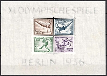 1936 Third Reich, Germany, Souvenir Sheet (Mi. Bl. 5 X, CV $70)