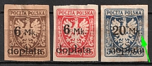 1921 Poland (Fi. D 32 - D 33, D 35, Crescent after 'Mk' Instead of Dot, Signed, CV $80)