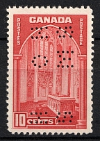 1937-38 10c Canada, Official Stamp (SG O103, Perfin, MNH)