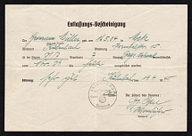 1940 Kulmbach, Dismissal Certificate, Nazi Germany