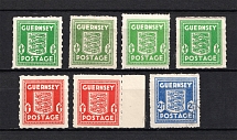 1941-44 Occupation of Guernsey, Germany (Varieties of Color and Paper, Mi. 1-3, Full Set, CV $250, MNH/Canceled)