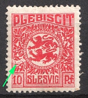 1920 10pf Joining of Schleswig, Germany (Mi. 4 II, Missing Color above Value)