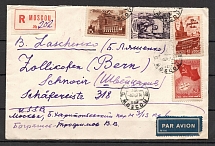 1947 International Registered Air Letter, Moscow, Airmail, Marking