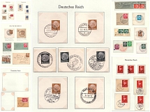 1933-42 Third Reich, Germany, Stock of Canceled Stamps on pieces