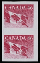 Canada - Modern Errors and Varieties - 1998, Flag, 46c red, coil stamp in vertical imperforate pair, full OG, NH, VF, C.v. $150, Unitrade C.v. CAD $225, Scott #1695a…
