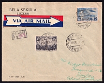 1936 (21 Aug) USSR Russia Registered Airmail cover from Moscow to Prague, paying 2R 30k