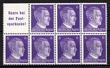 1941 Third Reich, Germany, Se-tenant, Zusammendrucke, Block (Mi. H-Bl. 120 B, CV $40, MNH)