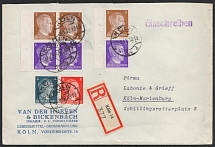 1942 (9 Mar) Third Reich, Germany, Registered cover from Cologne to Marienburg franked with Mi. W 150, S 274 (CV $30)