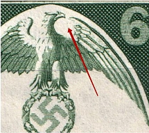 1935 6pf Third Reich, Germany (Mi. 586 II, Missed Hatching on Wing, Print Error, Signed, CV $80, MNH)