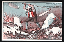 1914-18 'Michel_thresh away' WWI European Caricature Propaganda Postcard, Europe