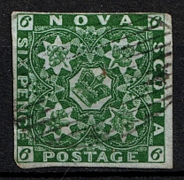 1851-60 6p Nova Scotia, Canada (SG 6, Canceled, CV $1,300)