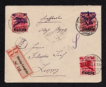 1920 Danzig, Germany, Registered Cover, Danzig-Leipzig (Full Set, CV $320)