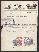 1938 Poland, Ukraine, Lwow (Lviv) Revenue Stamps Duty on Documents
