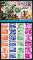1939 The Brazilian Historical Stamp Album with Full Sheet of Stamps, Stock of Cinderellas, Non-Postal Stamps, Labels, Advertising, Charity, Propaganda