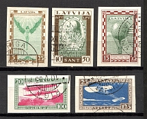 1932 Latvia Airmail (Imperf, Full Set, CV $145, Canceled)