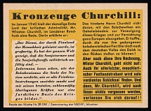 1941 NSDAP Nazi Rare Propaganda, 'Kronzeuge Churchill', Slogan of The Week, Germany