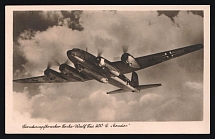 1943 'The Four-engine Long-range Bomber of the German Air Force Focke-wulf Fw 200-c'condor' With 4 BMW Bramo Engines.', Propaganda Postcard, Third Reich Nazi Germany